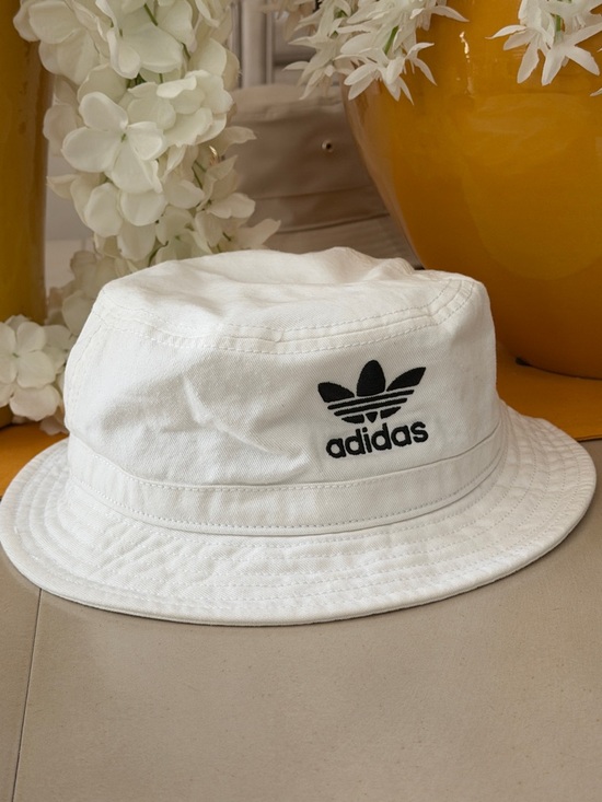 adidas Other - adidas White Bucket Hat with Black Trefoil Logo